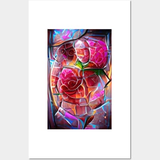 Stained Glass Roses Posters and Art